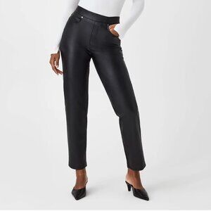 SPANX Leather-Like Straight Leg Pant - worn once - size large!